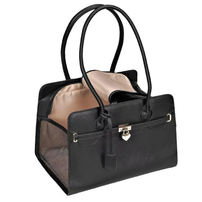 New Luxury PU Leather Pet Carrier Bag Breathable Handbag For Puppy Cat Fashion Dog One-shoulder Bag Portable Pet Travel Handbag
