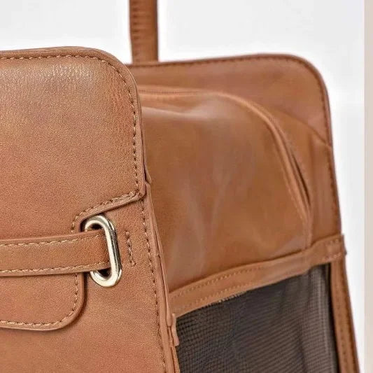 New Luxury PU Leather Pet Carrier Bag Breathable Handbag For Puppy Cat Fashion Dog One-shoulder Bag Portable Pet Travel Handbag