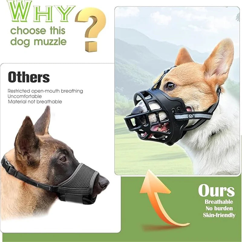 Dog Muzzle Breathable Basket Muzzles for Small Medium Large Dogs Adjustable Humane Cage Mouth Cover Allows Panting Drink