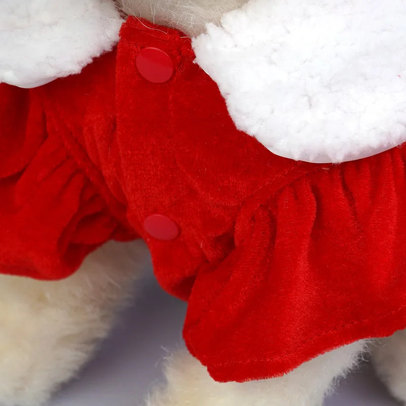 Soft Breathable Cats Christmas Dress Fashion Cute Santa Claus Dog Skirt  Warm Pet Christmas Costume New Year Clothes for Dogs
