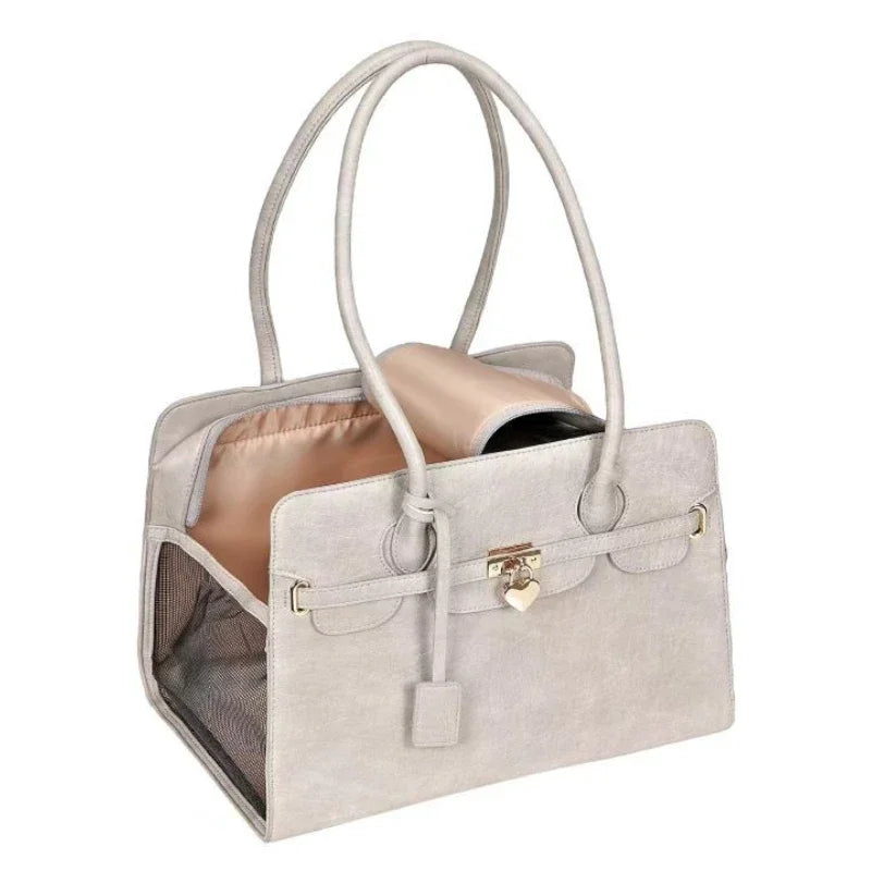 New Luxury PU Leather Pet Carrier Bag Breathable Handbag For Puppy Cat Fashion Dog One-shoulder Bag Portable Pet Travel Handbag