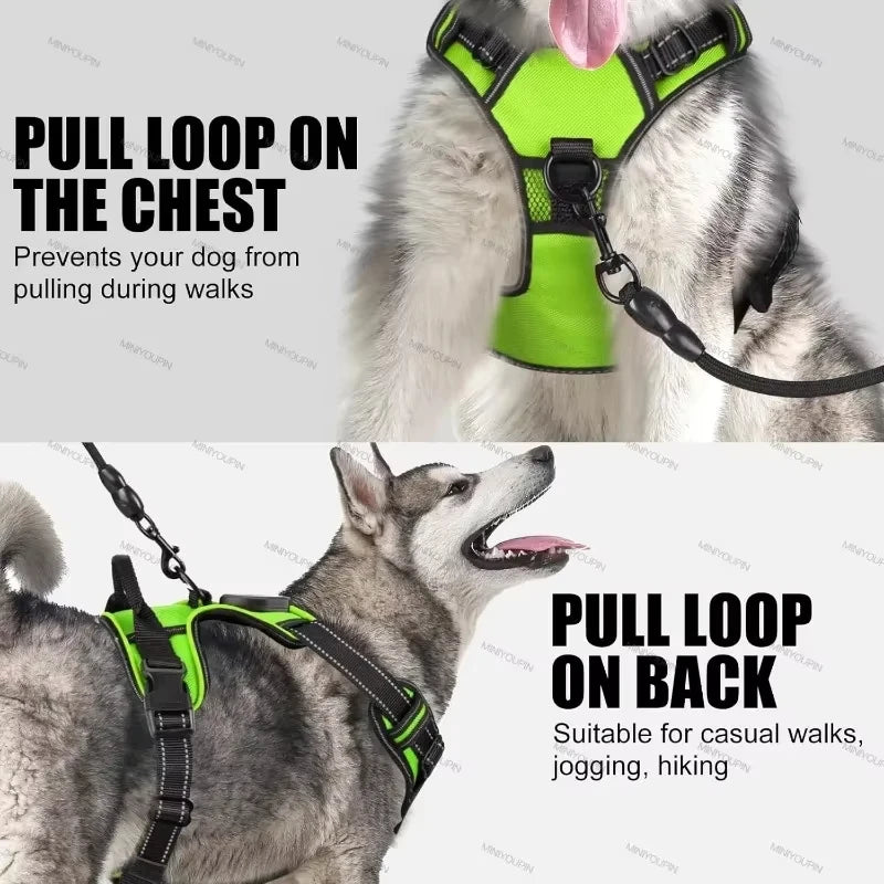 LED Glowing Luminous Dog Harnesses Essential for Dog Walking Safety At Night Dog Vest with Three LED Light Modes Rechargeable