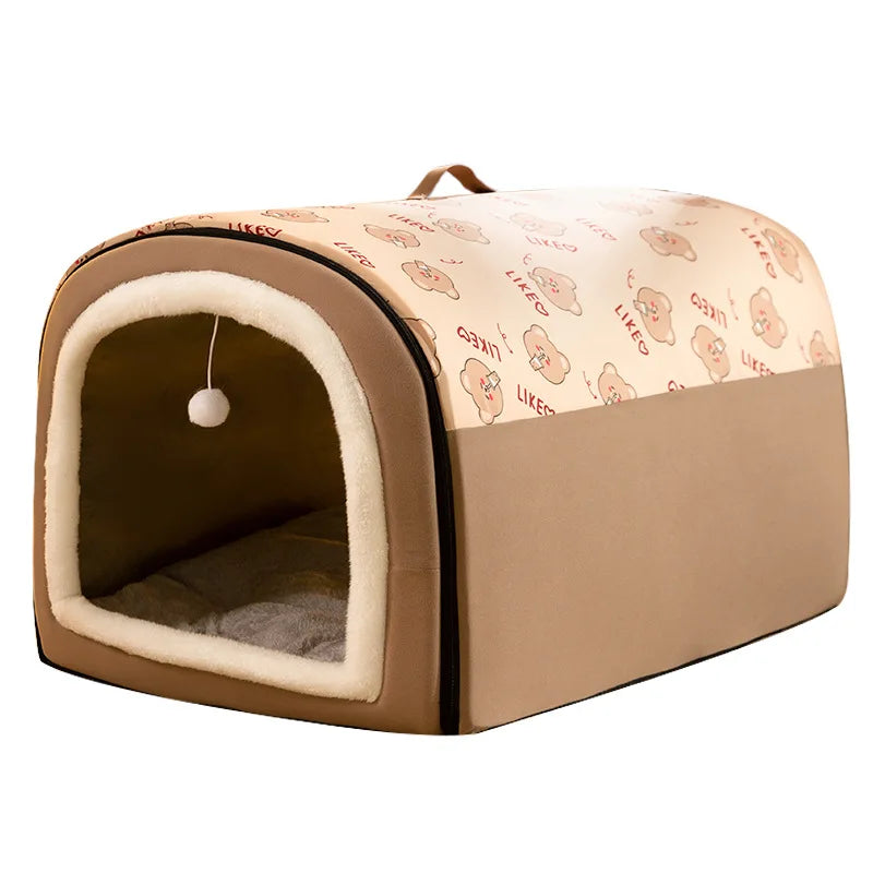 Winter Dog Bed Self-Warming Puppy House Cozy Cat Sleeping Tent Cave Beds Indoor Kitten Nest Kennel Hut for Small Medium Dog Cats