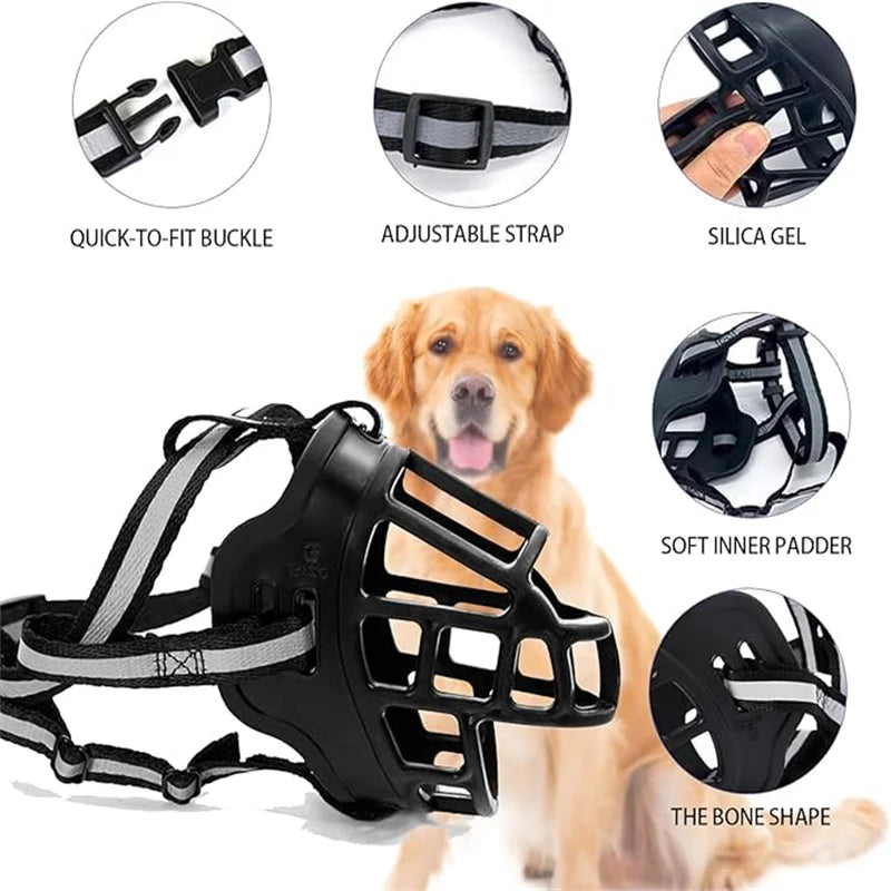 Dog Muzzle Breathable Basket Muzzles for Small Medium Large Dogs Adjustable Humane Cage Mouth Cover Allows Panting Drink