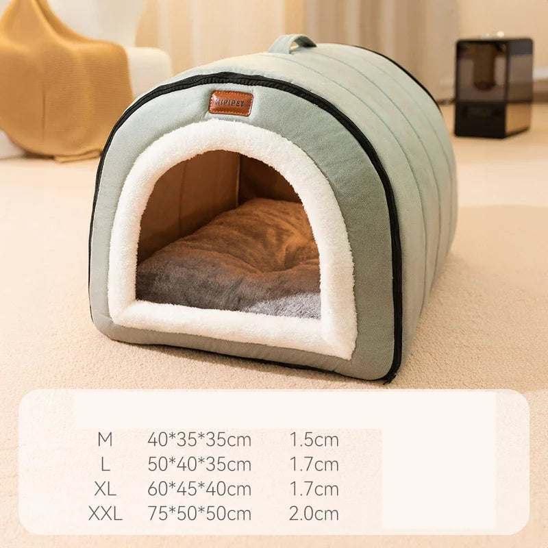 Winter Dog Bed Self-Warming Puppy House Cozy Cat Sleeping Tent Cave Beds Indoor Kitten Nest Kennel Hut for Small Medium Dog Cats